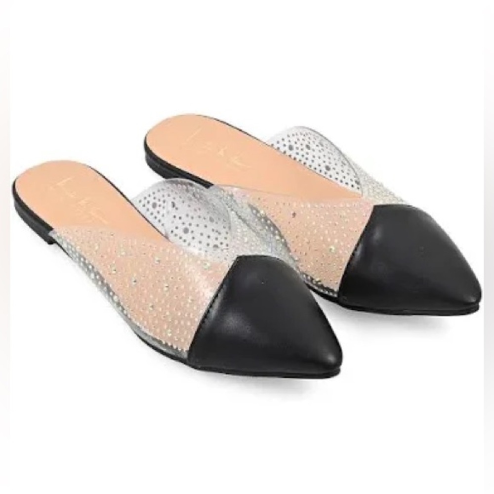 Nicole Miller Black Rhinestone Mules size 6 and 8 available. Brand new